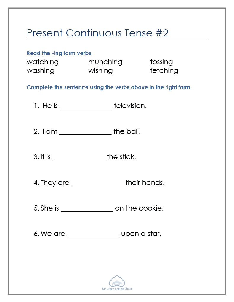 Primary Grammar: Present Continuous Tense #2 – Mr Greg's English Cloud